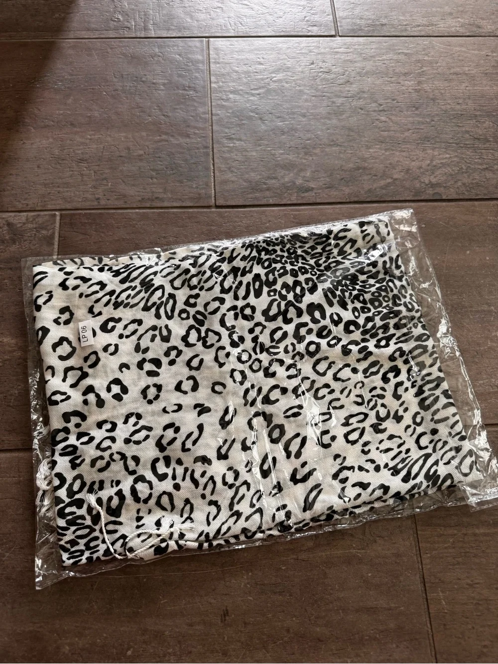 Black & White Leopard Print Fringe Wrap Shawl Pashmina Scarf